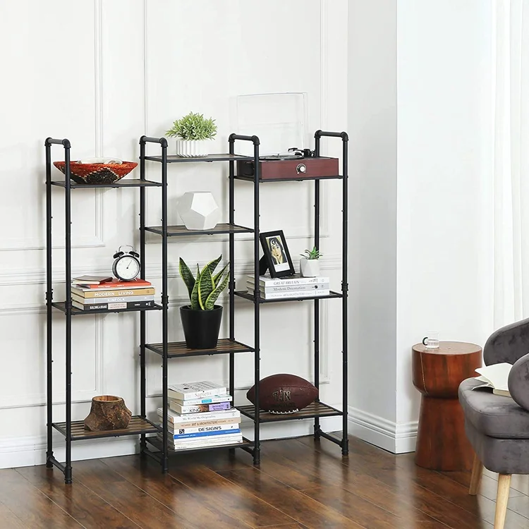 Bookcase Wooden Bookshelves Steel Expandable Bookshelf Stainless With Table