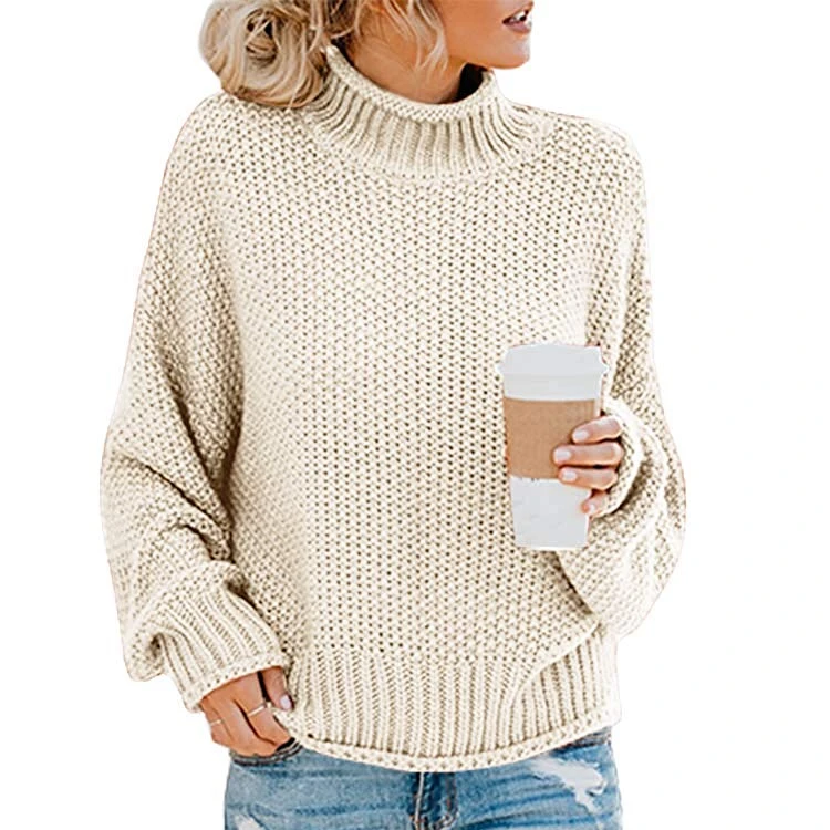 

Womens Casual Batwing Long Sleeve Winter Turtleneck Chunky Knit Pullover Sweater, Requirement