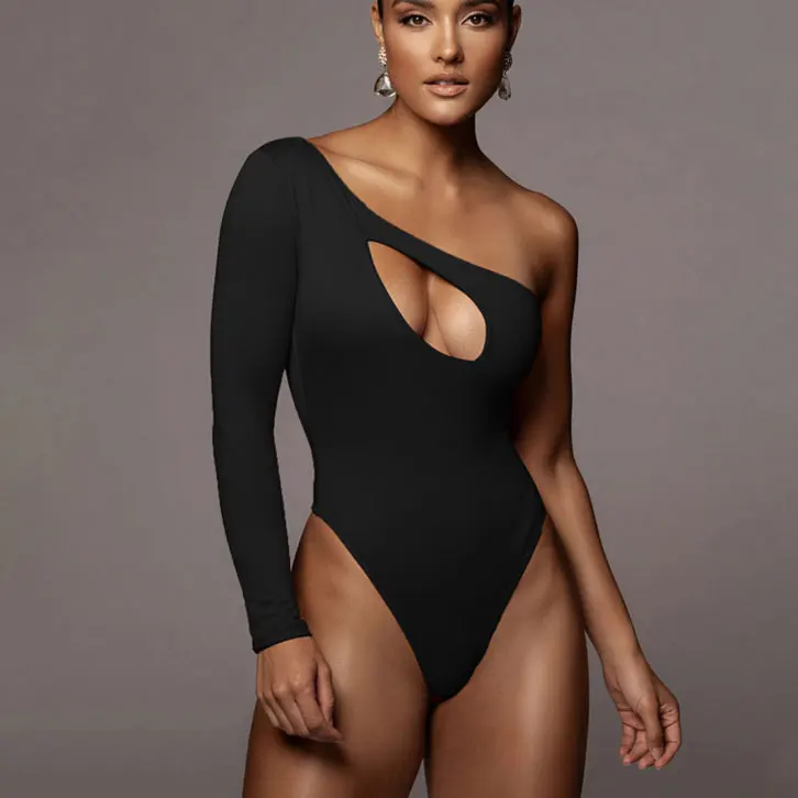 

FS3493A hot sale skinny rompers sexy one shoulder bodysuit 2021 new woman clothing