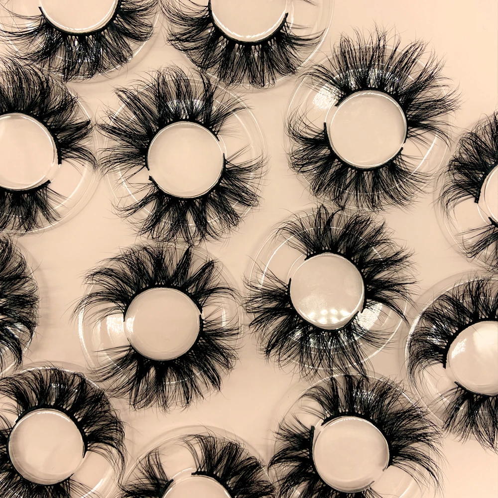 

thick full strip clear band mink lashes3d kit wholesale vendor 25mm mixed lashbox with custom packaging eyelash cases