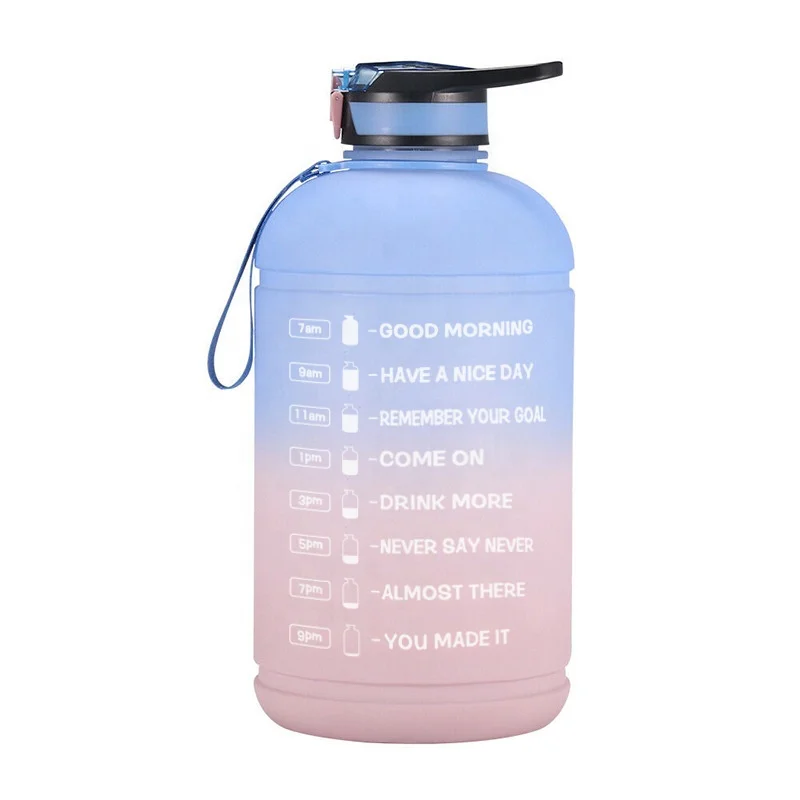 

Eco Friendly Custom Logo Drinking 3.78L Plastic Motivational Water Bottles With Rubber Straw, Gradient colors