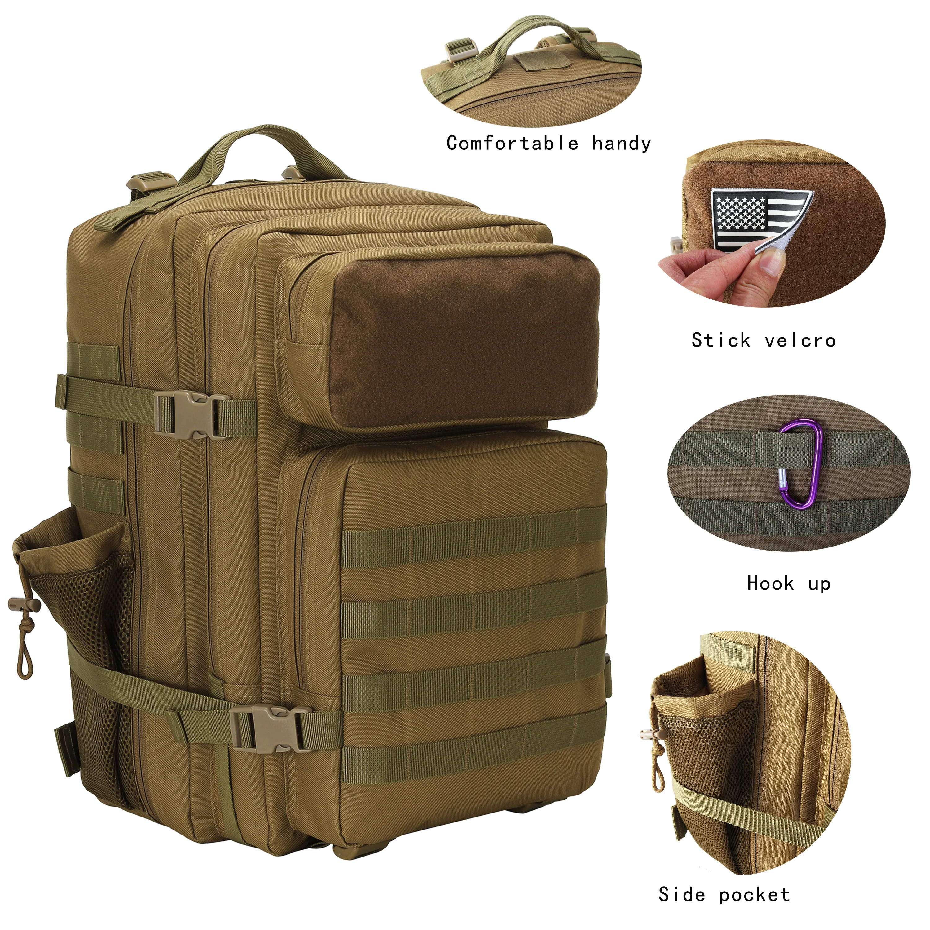 

LUPU 45l Wholesale Outdoor Waterproof Hiking Survival Bag Black Tactical Backpack