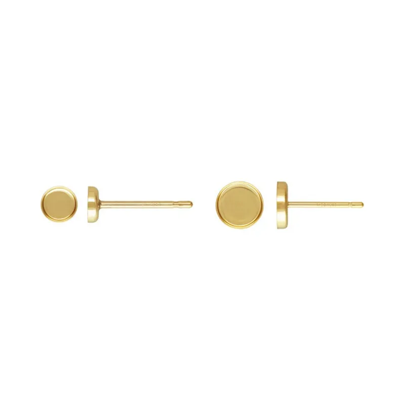 Hot 14K Gold Filled Round Bezel Cup Post Earring Stud for Jewelry Making