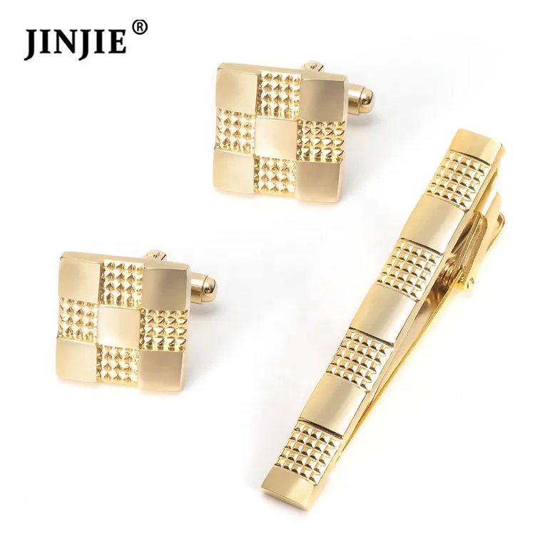 

Men jewelry gift classic pattern brass material wholesale price tie bars cufflinks tie clip set