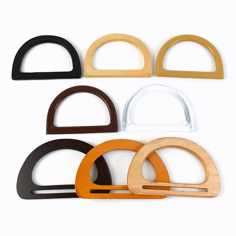 

Meetee B-H062 BS437 DIY Woven Bag Handbag Sewing Accessories Bags Handle Solid Wood Plastic Purse Frame D Round Handles