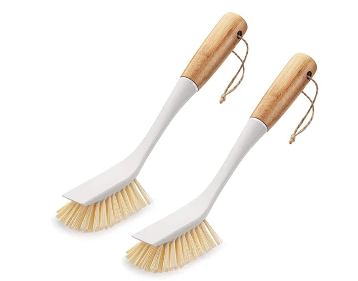 

wooden bamboo palm handle dish cleaning washer brushes kitchen soft for dish, White