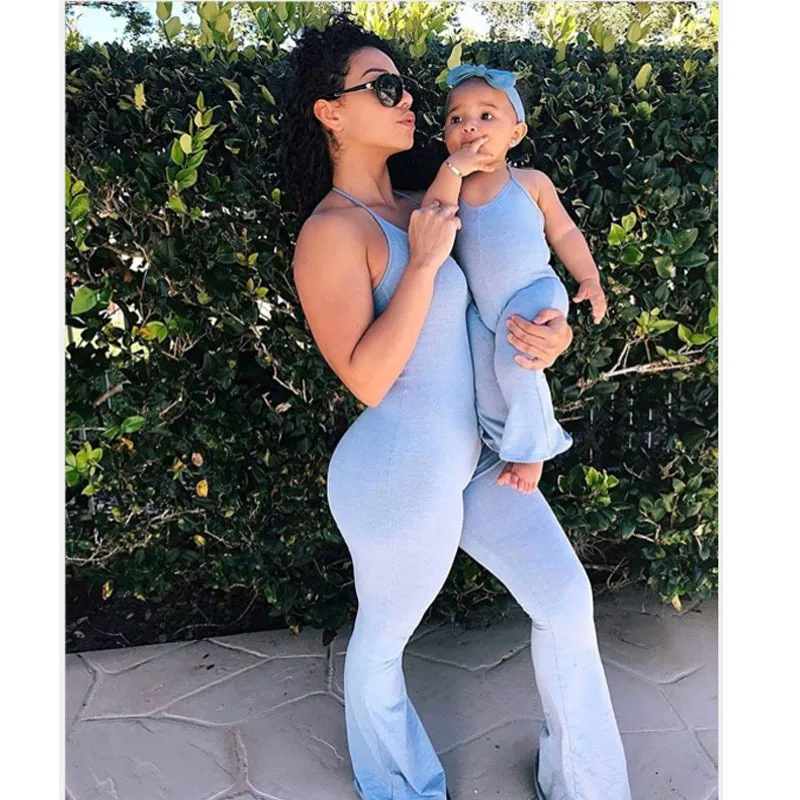 

BL21T5003 2021 new arrivals Parent-Child Apparel Backless Spaghetti Strap Jumpsuits mommy and me jumpsuits outfits, Customized color