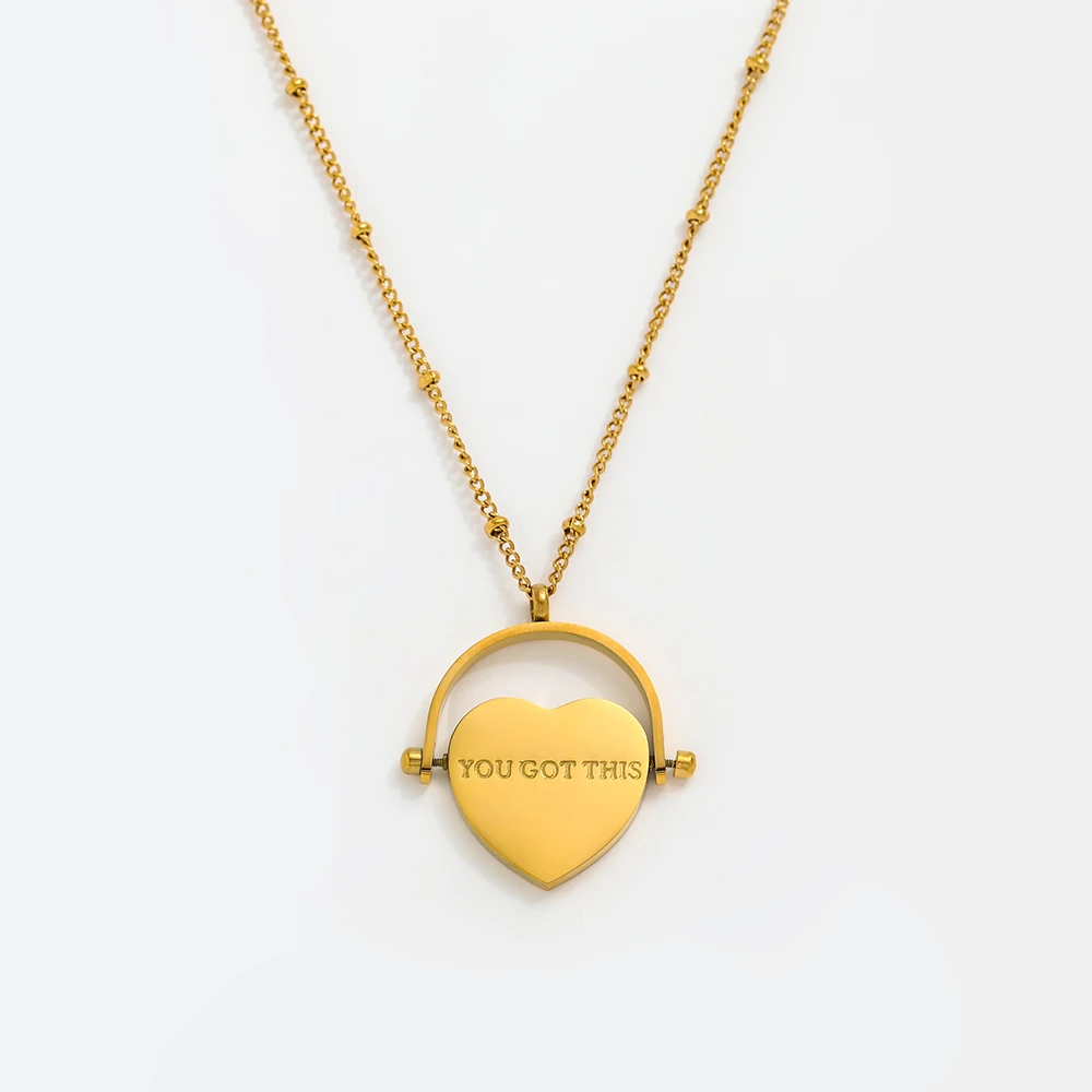 Joolim Jewelry 18K Gold Plated Keep Going Heart Pendant Rolling-over Necklace Stainless Steel Jewelry Wholesale