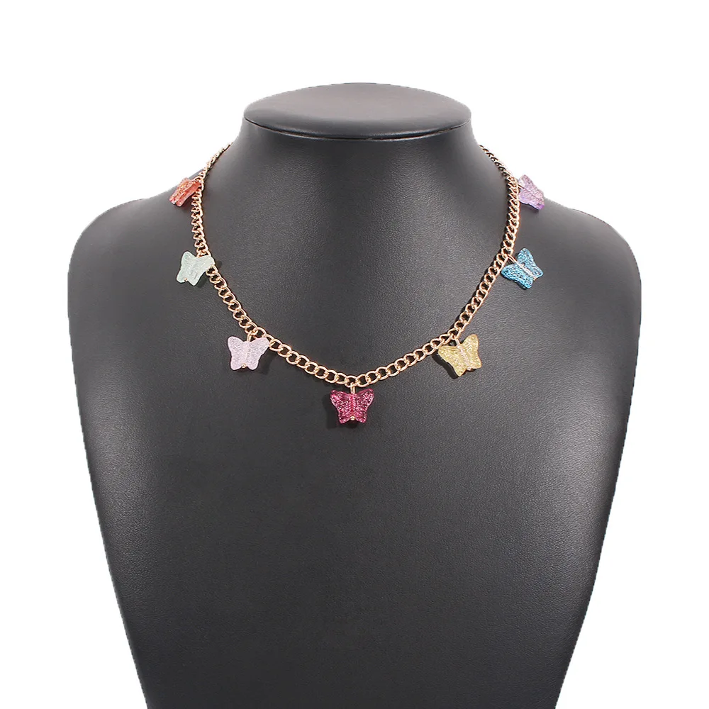 

2021 classic seven-color butterfly necklace jewelry stainless steel pendant necklace