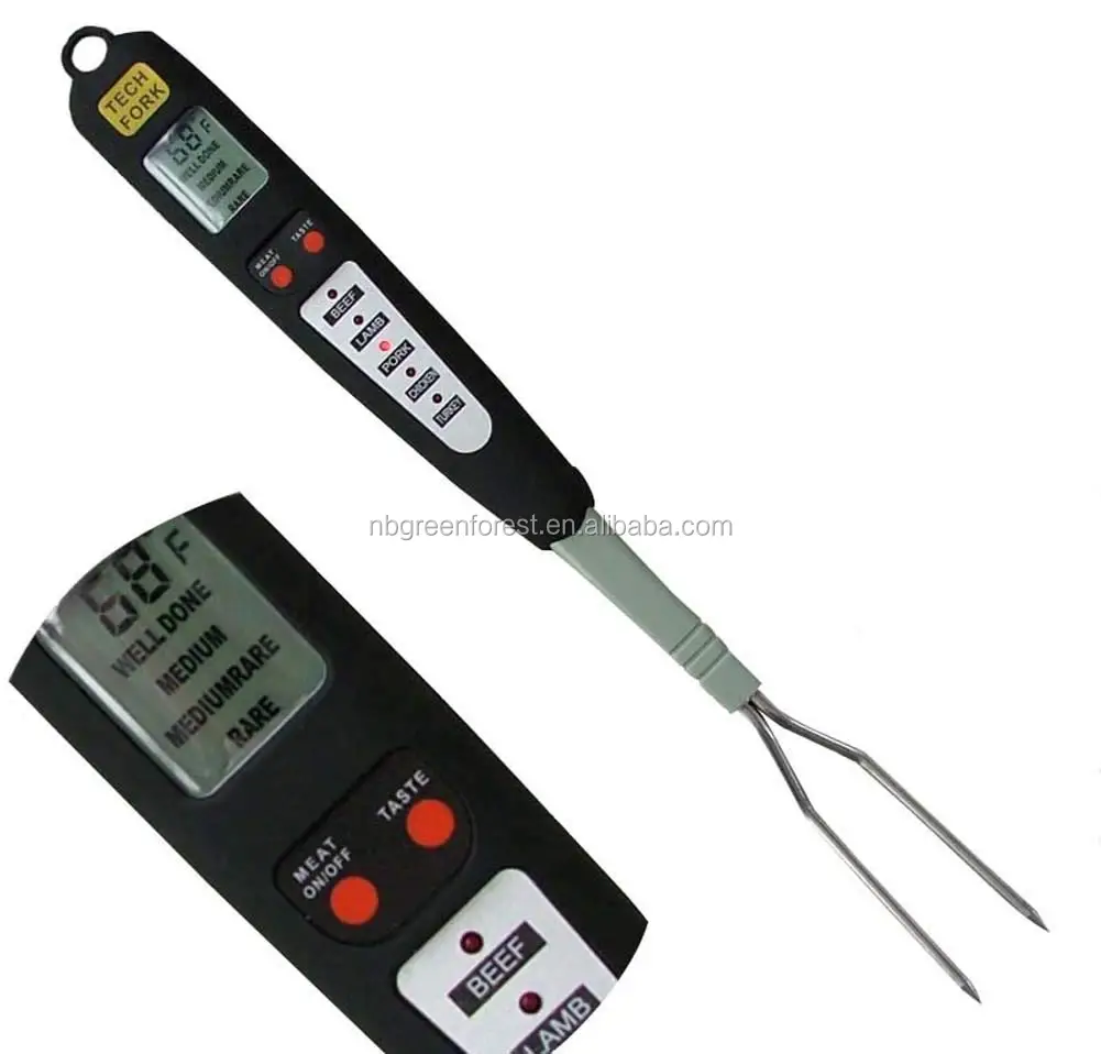 longdelaY6 Digital Thermometer Electronic Meat Thermometer Barbecue Fork Probe Detector with Backlight Black 