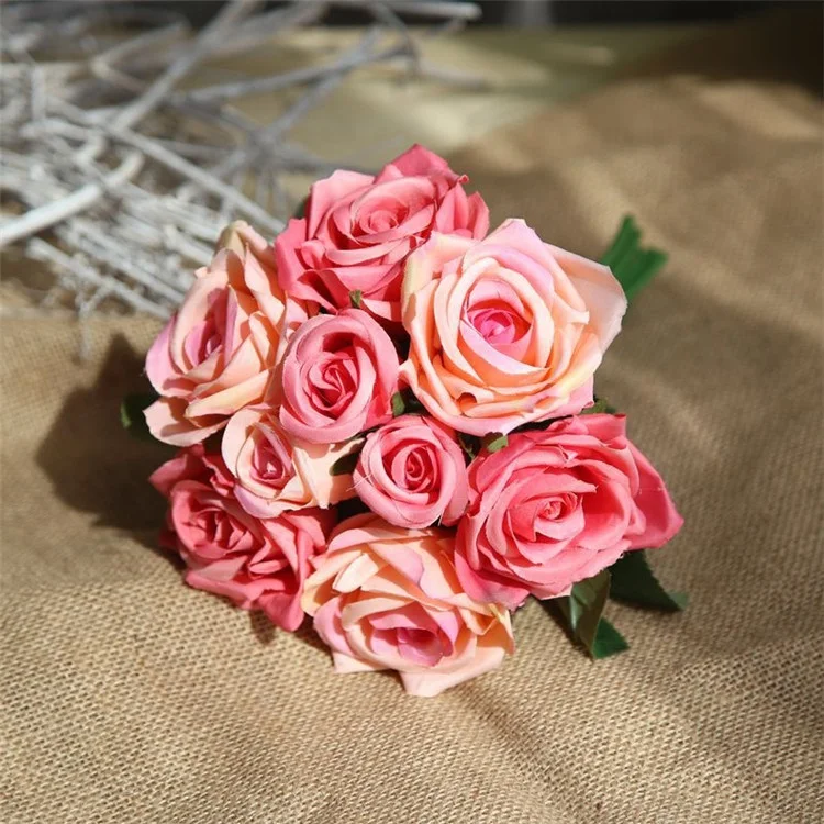 

YAYUN CH1020 Chinese Factory Wholesale 9 Heads Wedding Decoration Silk Rose Bouquet Flower
