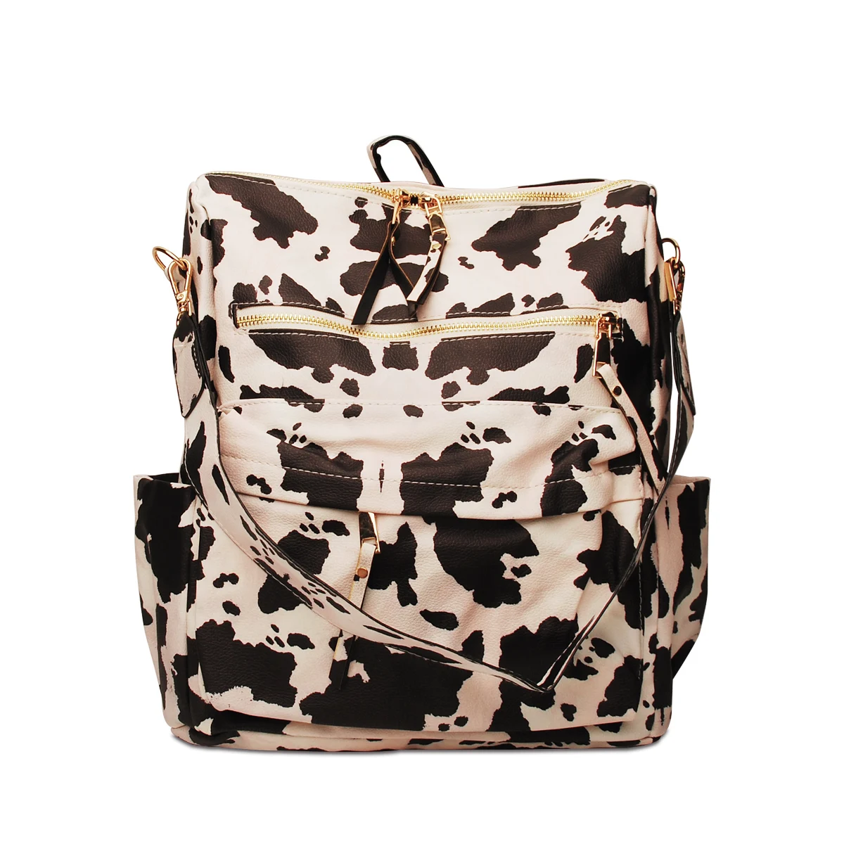 

2021 Hot Sale Travel Large Capacity white cow Faux Leather Backpack DOM1404