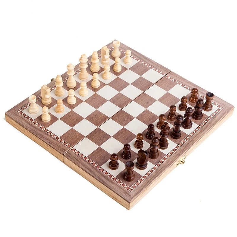 

3 in 1 game wear resistant foldable chess wooden sets