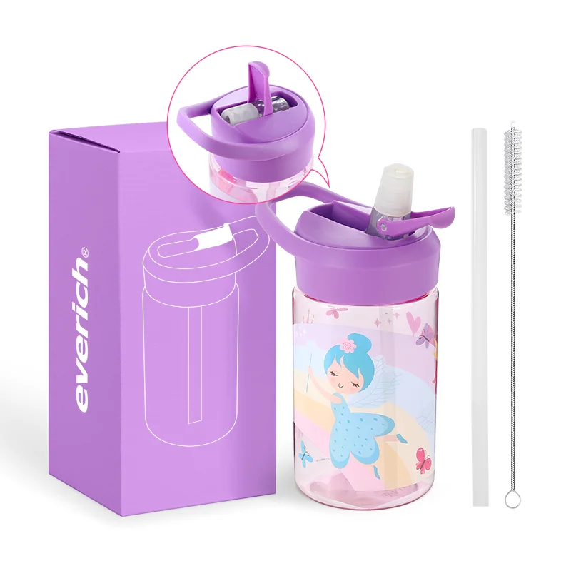 

400ml Kids water bottle BPA FREE kids plastic water bottle with straw with custom logo