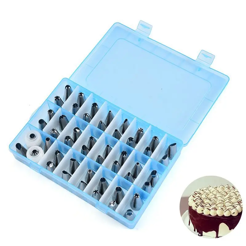 

48 Pieces Stainless Steel Cake Decorating Nozzles Set DIY Pastry Icing Piping Nozzles with Storage Box baking equipments tools, Silver
