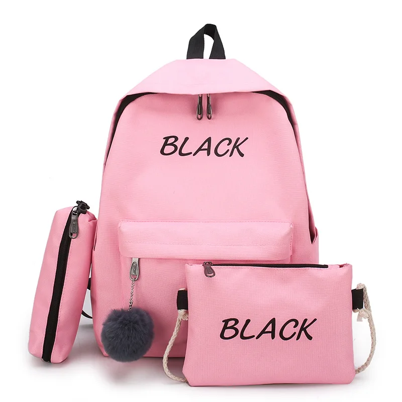 

Custom Print Girl Backpack Set 3 Piece School Bag Set, Pink,blue,gray,black
