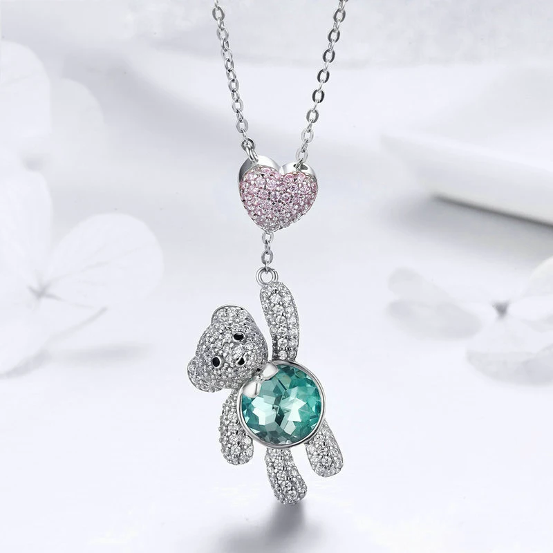 

2020 Trendy Cute Design Cartoon Srterling Silver Women Luxury Zircon Pendant Necklace