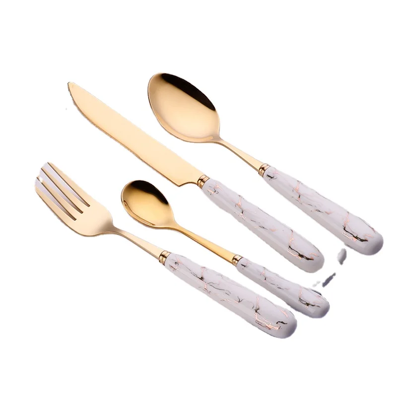 

Stainless Steel Dinnerware Sets 5pcs Set Snakeskin Slim Waist Creative Tableware