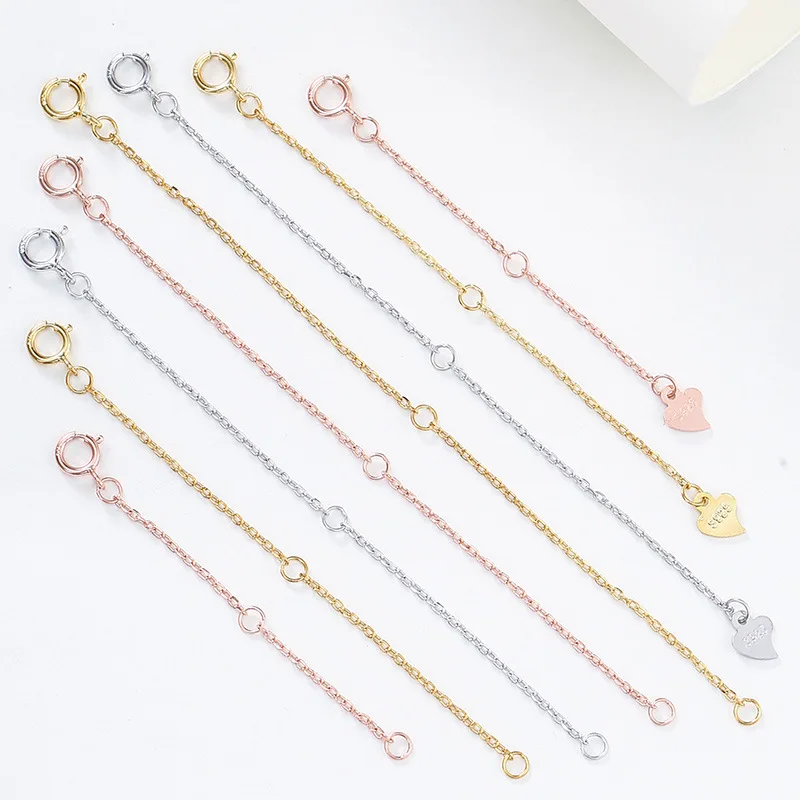 

5cm 6cm 7cm 8cm 9cm 10cm Extender 925 Sterling Silver Tail Chain Extensions For Necklace Bracelet Jewelry Making Supplies