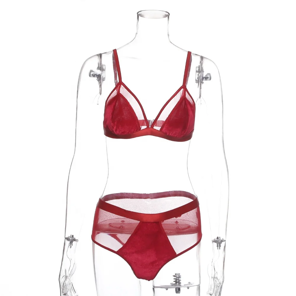 

B50941A Women fashion new style hot selling mesh bra sets, Wine red