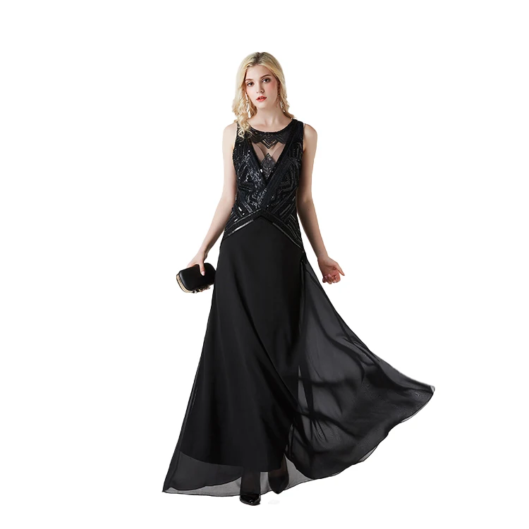

2022 high quality dinner gown evening prom long dress women lady elegant party evening elegant modern black formal dress