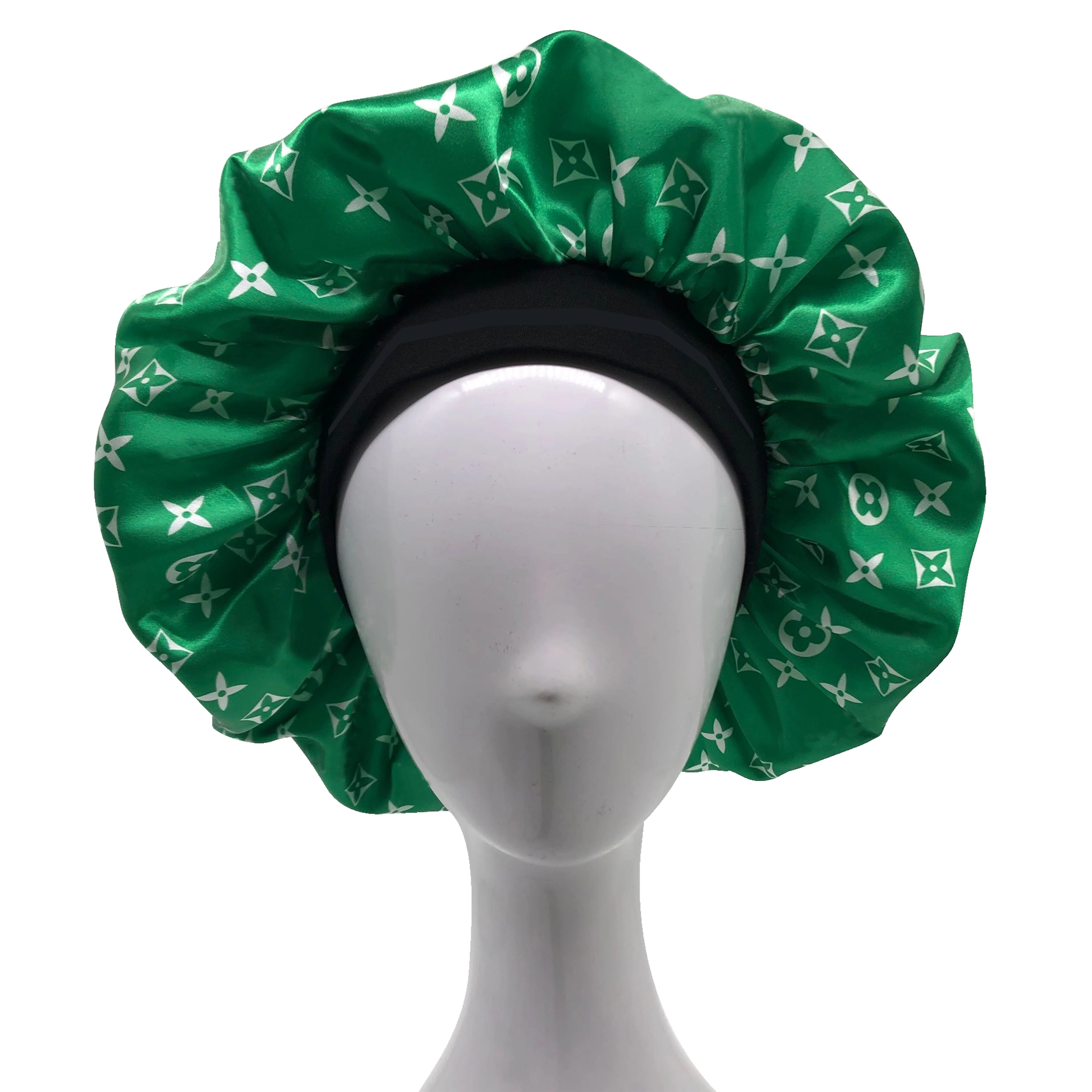 
Wholesale silk Shower Cap print logo women fashion night sleep cap chemo designer satin hair bonnet 
