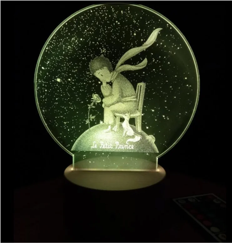 Artificial Cartoon Prince Acrylic Creative USB Charge 3D Laser Engraving Gift Lamps LED Night Lights