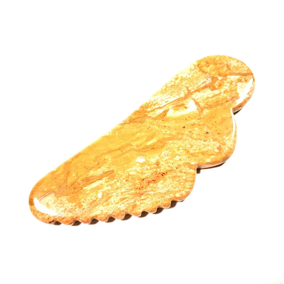 

100% Genuine jagged Mookaite jasper guasha board new wing shape jagged guastone for body massage