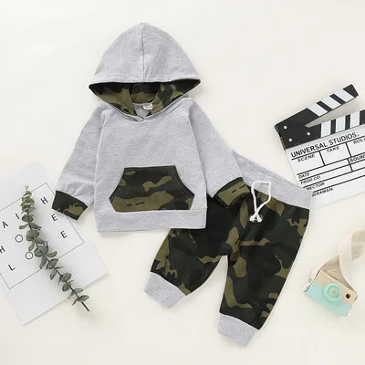 

Fall And Winter Outfit Clothes Hooded Camouflage Shirt + Trousers Cute Set Toddler Baby Boys Clothing 197327