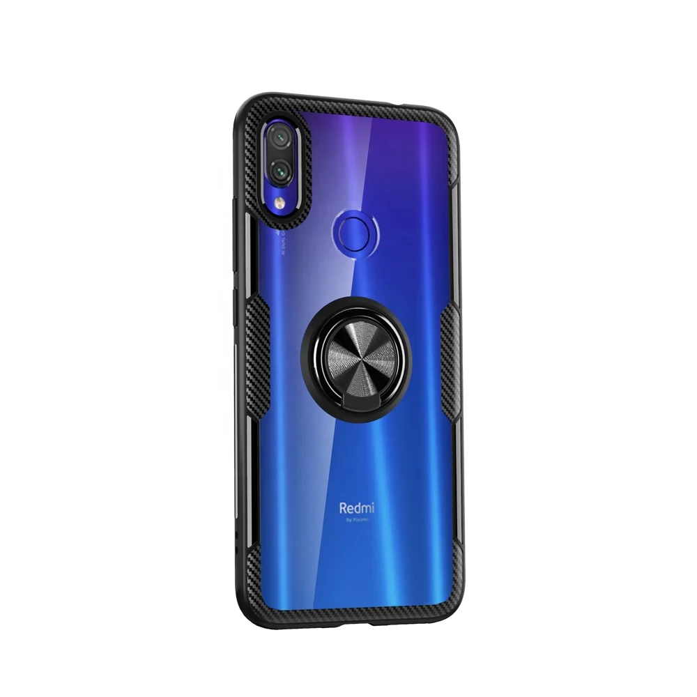 

Acrylic Ring Holder Car Magnet Shockproof Armor Phone Case For Xiaomi Redmi Note 7 /Note 7 Pro, 5 colors