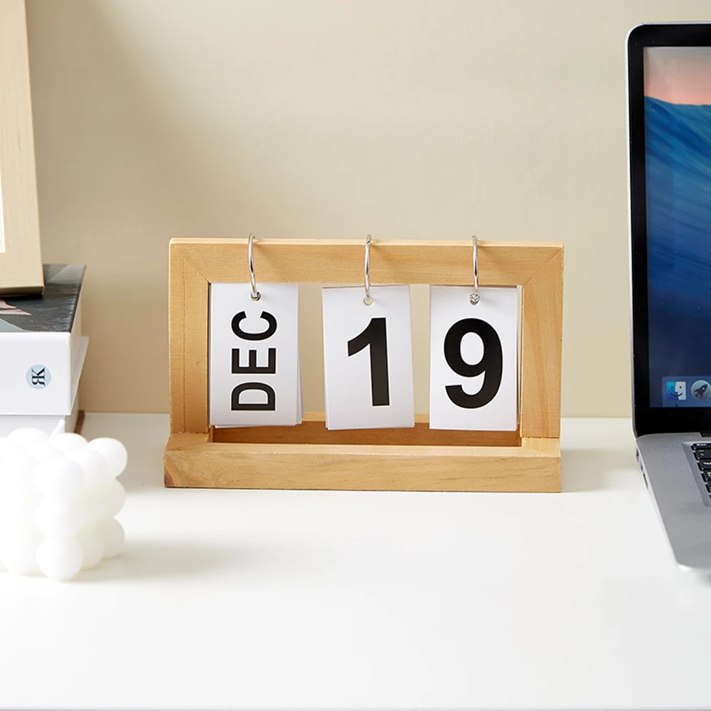

Nordic home decoration accessories square desk calendar wooden flip calendar