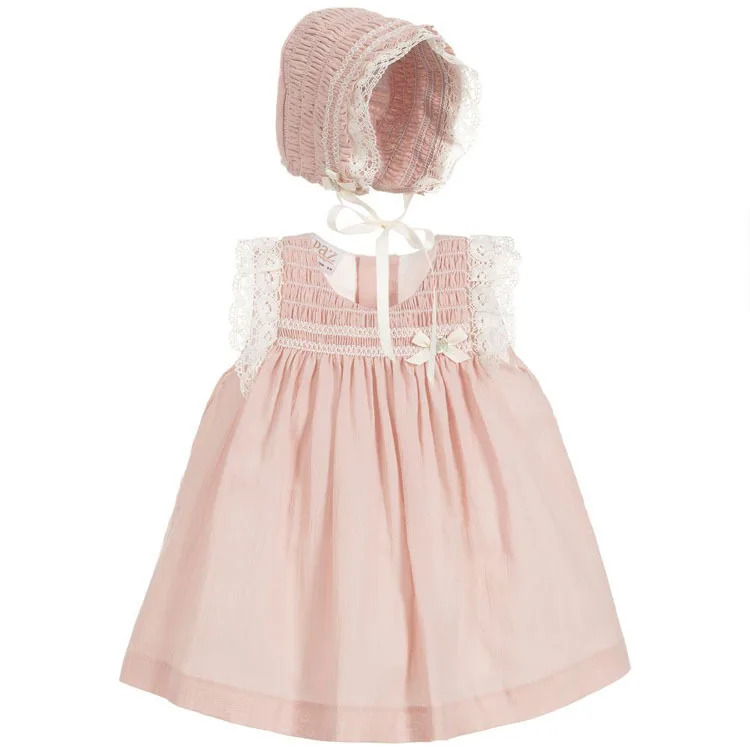 

Spring/Summer Spanish Children's Skirt Infant and Baby Dresses Three Pieces Pure Cotton Baby Dresses, Pink