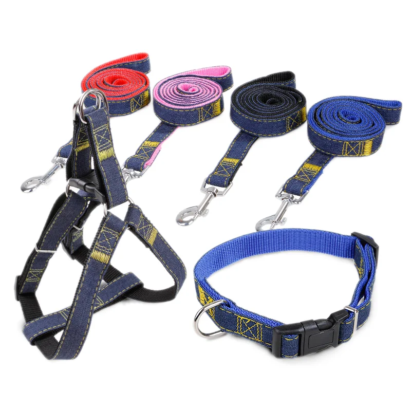 

Martingale Neck Belt No Pull Thicken Wear Resistant Adjustable Harness Collar And Leash Set, Black, blue, pink, red