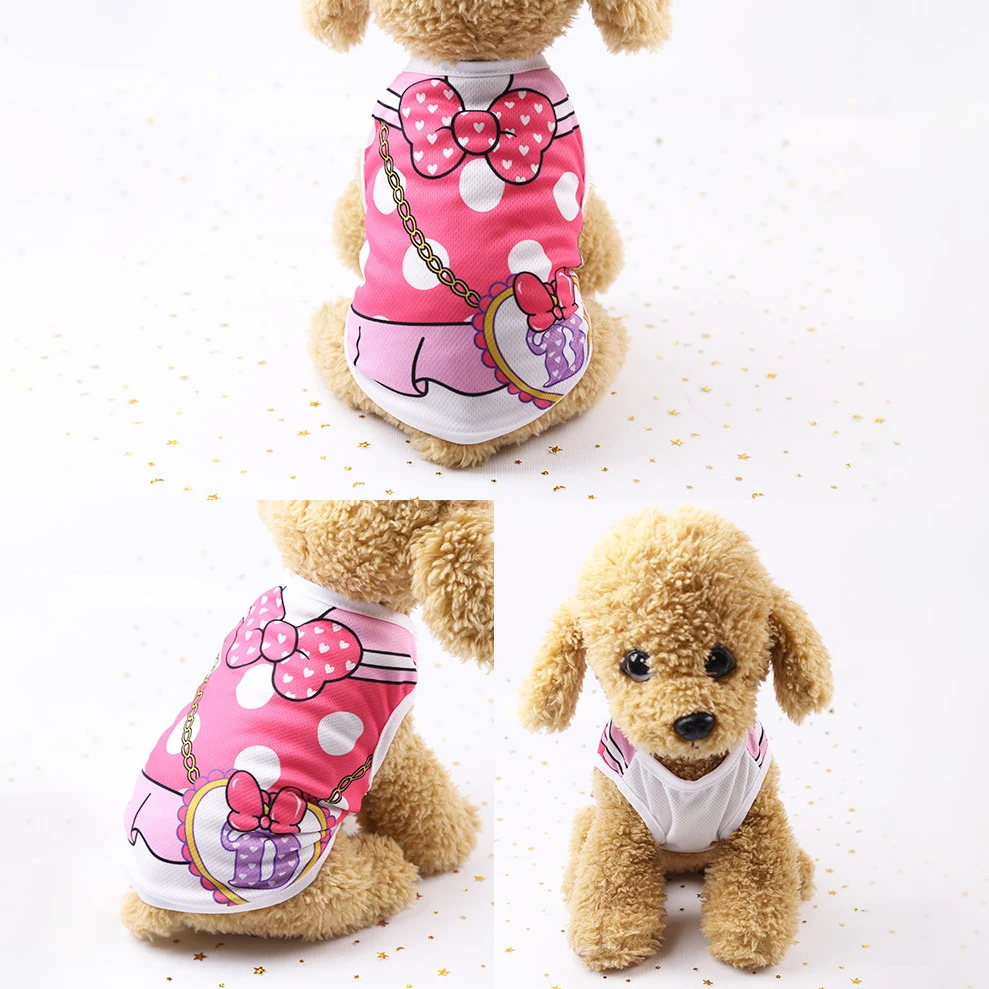 

Wholesale Custom Apparel Spring Summer Pet Classic Cotton Vest Dog Cat Shirts Print Strap Pet Apparel, Many colors