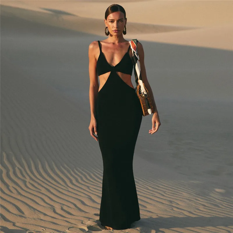 

Women Sexy Backless Outfit Nightclub Dress Irregular Long Suspenders Halter Sexy Prom Bodycon Dress