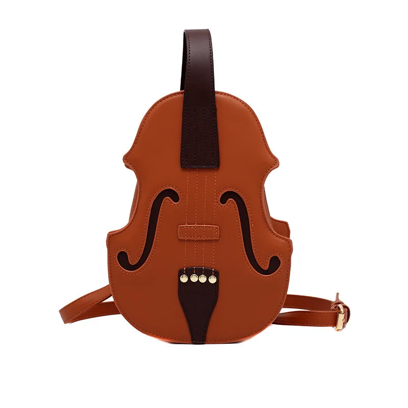 

In stock fashion women backpack violin patten pu leather backpack crossbody bag, Red yellow black