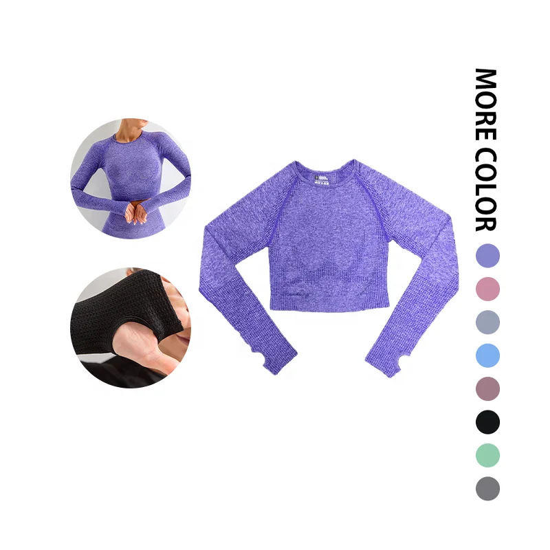 

Long sleeve fitness yoga dry wear top crop tops sports long sleeve yoga wear top