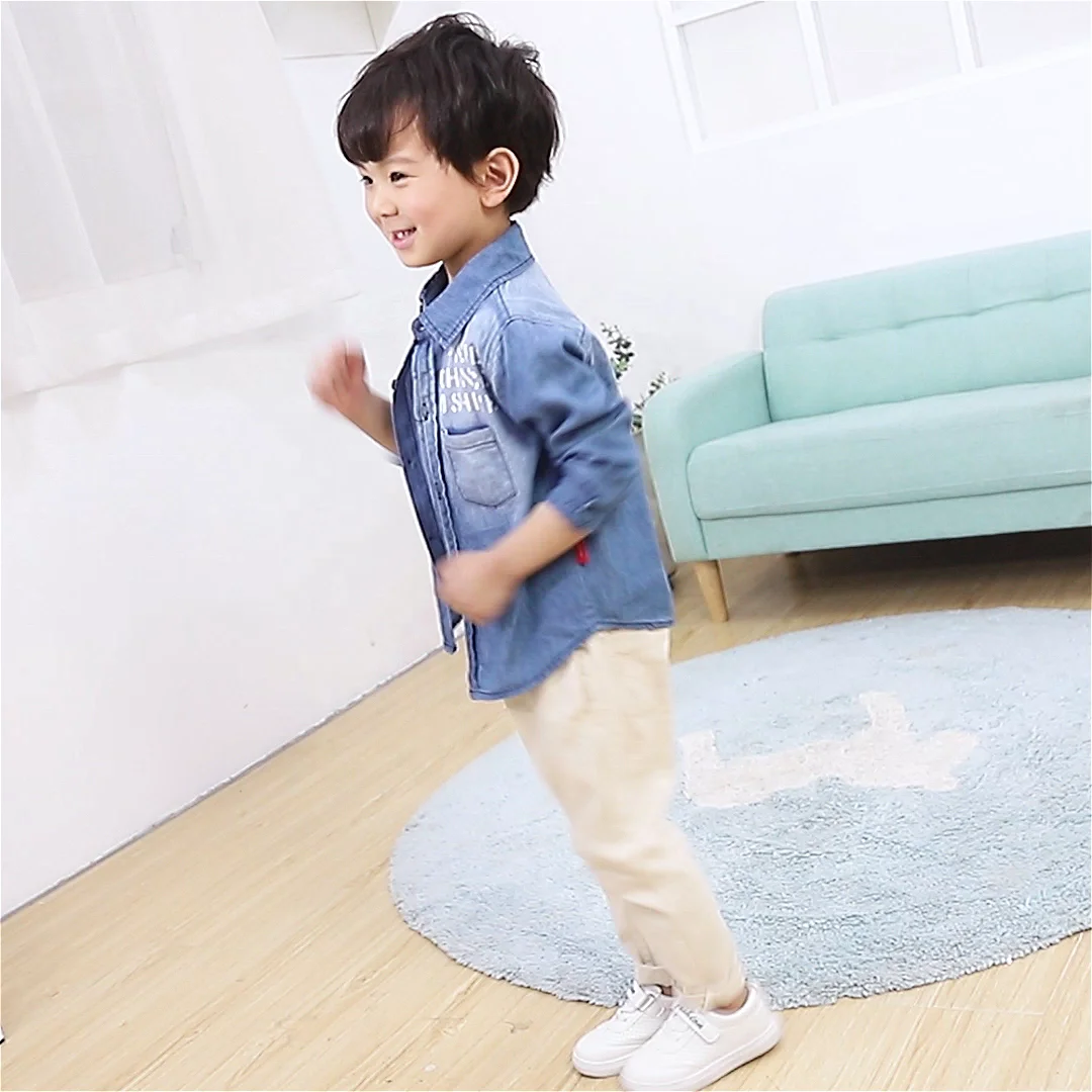
2020 keyavv Boy Long Sleeve Baby Shirt Clothes Children Denim shirt 