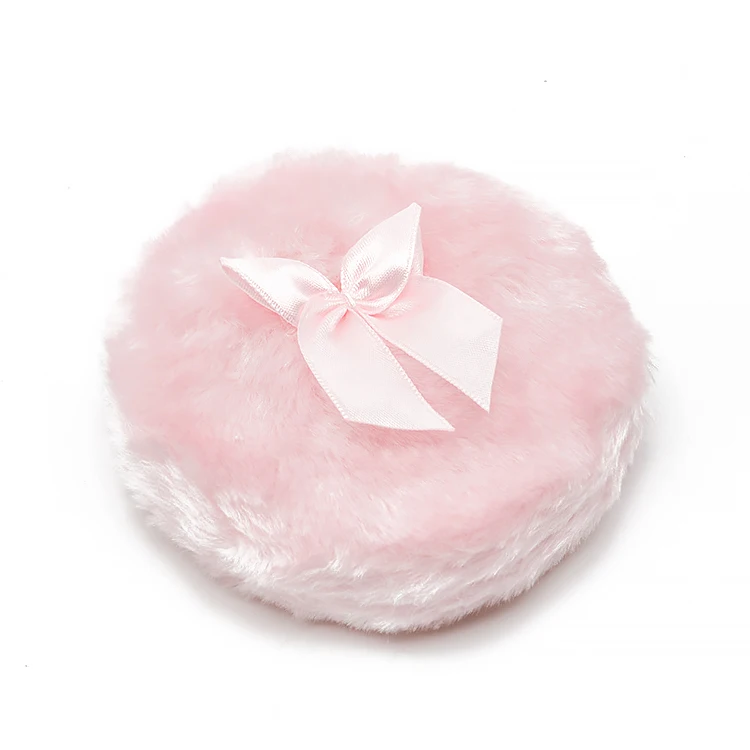 

1-17-17 100mm large pink fluffy powder puff, Beige/pink/blue