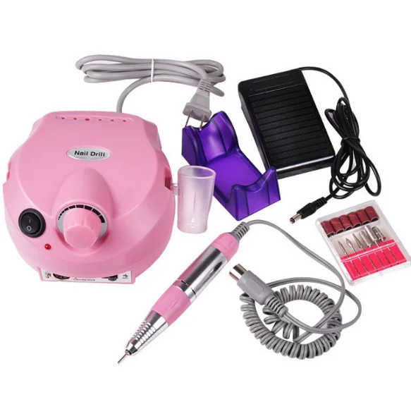 

202 professional electric nail drill nail pedicure nail file tool drill bit polishing drill bit tool kit, Pink/white/black/silver/gold
