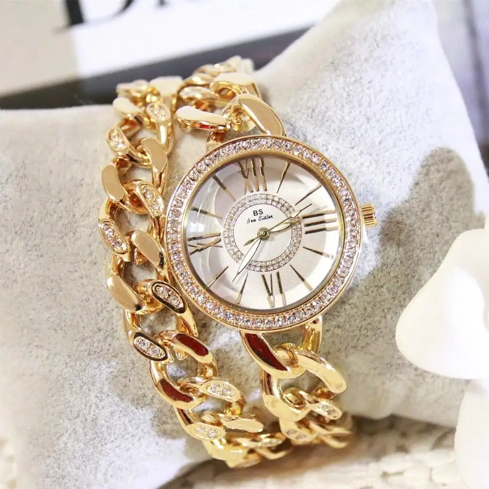 

Luxury Gold Chain Watch Women Ladies Diamond Wrist Watch Women Stainless Steel Cover
