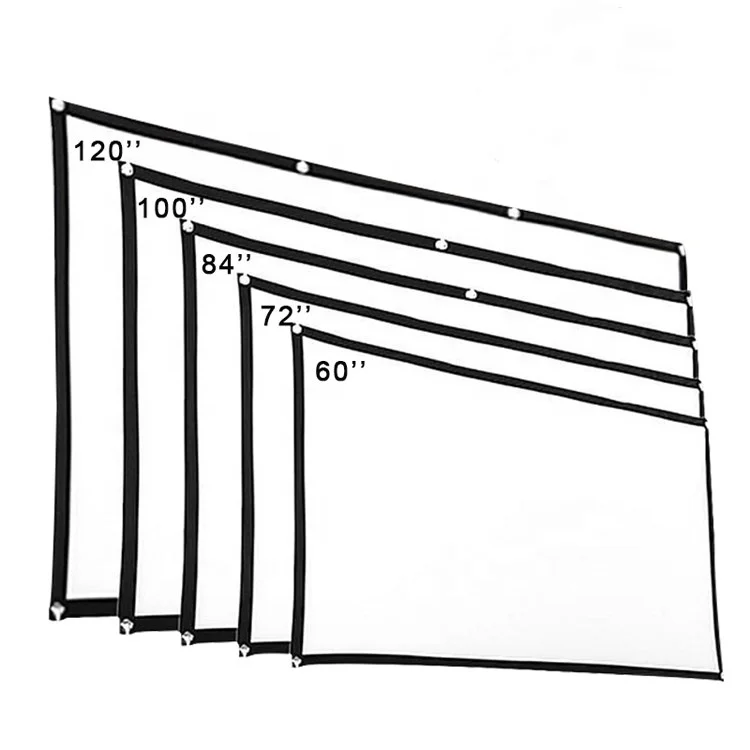 

100 inch 4K with Pet Grid simple Fabric Fixed Frame Projection Screen For Home Cinema, White, milk white