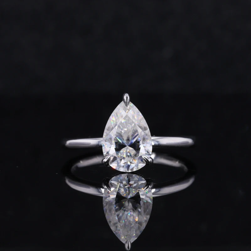 

Starsgem D VVS 6.5*9.5mm pear crushed ice cut moissanite in 14k gold ring