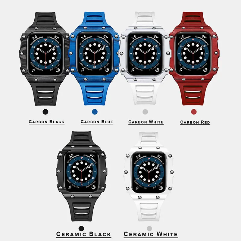 

Modification watch case kit for apple watch series 7 41mm 45mm bands brace frame straps replacement carbon fiber watch case