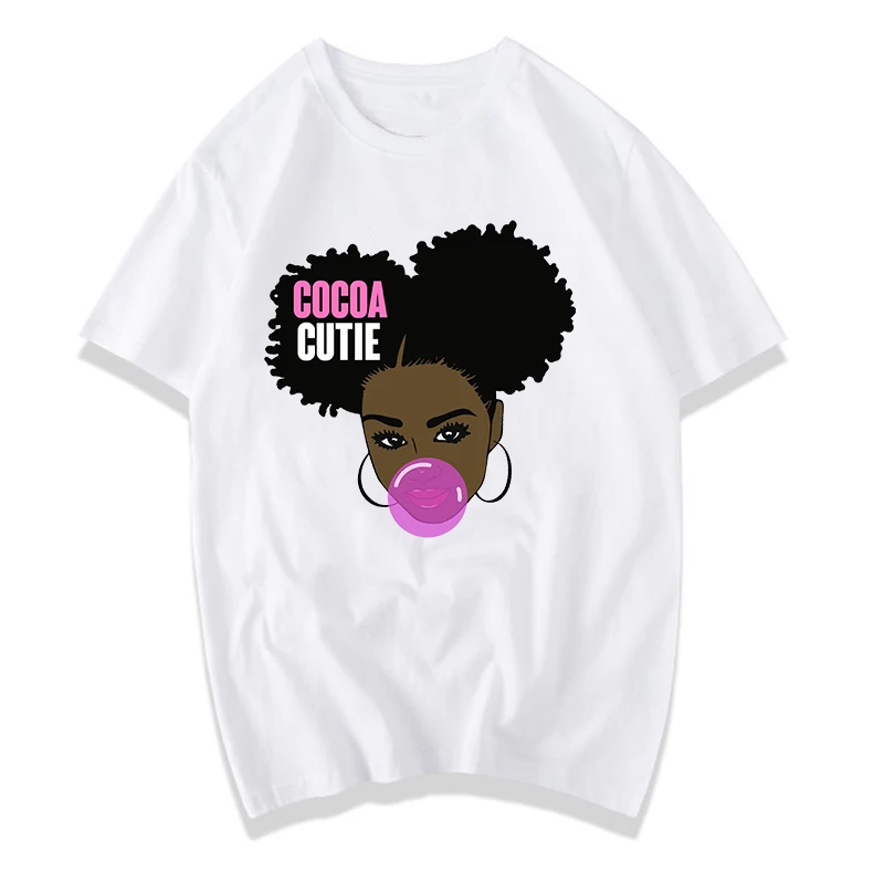 

Cutie Black Beauty Black Girl Bubble Gum Messy Bun Aesthetic Shirt Women