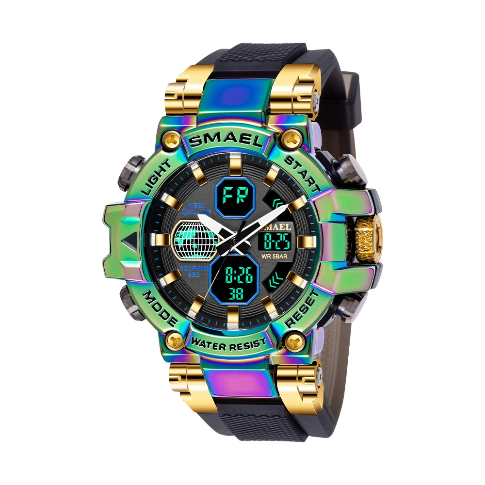 

SMAEL 8027 colorful relojes para hombres alloy watch analog digital military watch, 5 colors