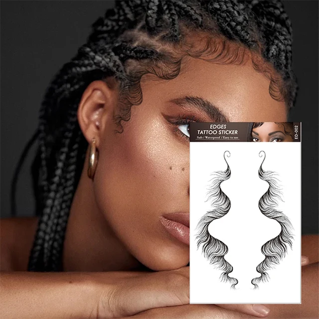 

High Quality Bangs Edge Hairline Tattoo Stickers Temporary Tattoo Edges Sticker Stencils Baby Hair Tattoo Sticker Custom