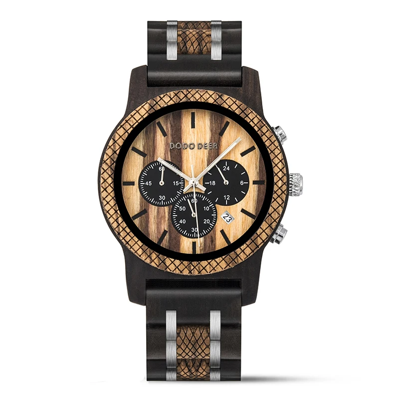 

DODO DEER wood watches men Chronograph Custom Logo OEM Wooden Watch with wood bracelets Accessories