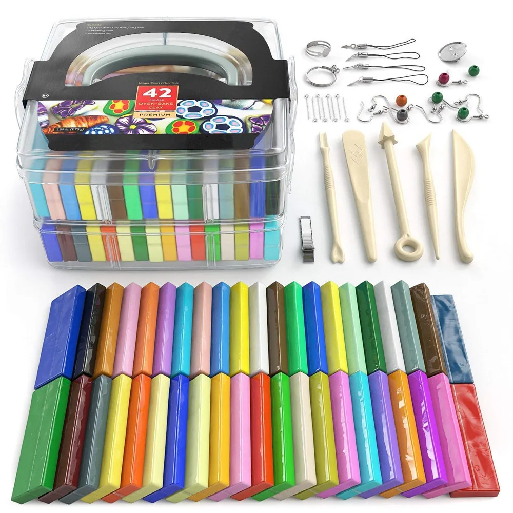 Toyarc0005 Polymer Clay Kit,42 Colors Nontoxic Diy Soft Modeling Clay