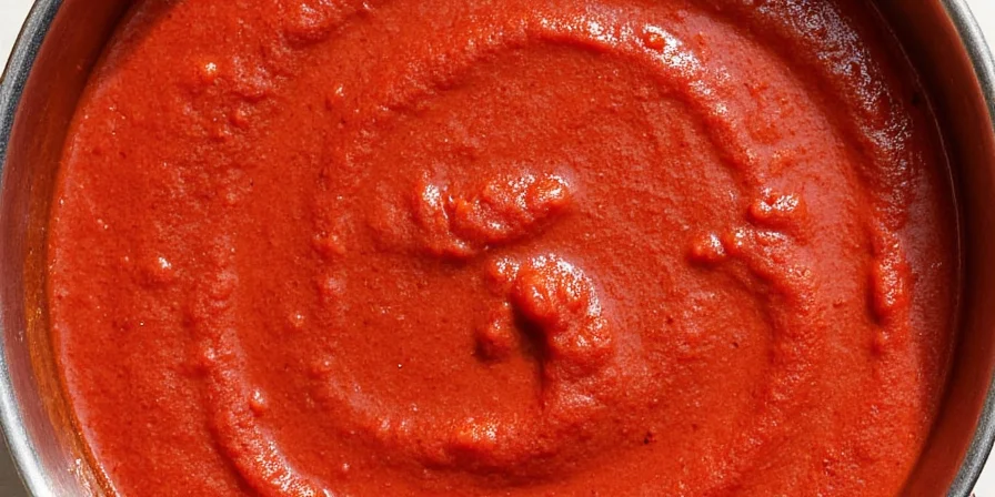 Homemade harissa being blended in a food processor